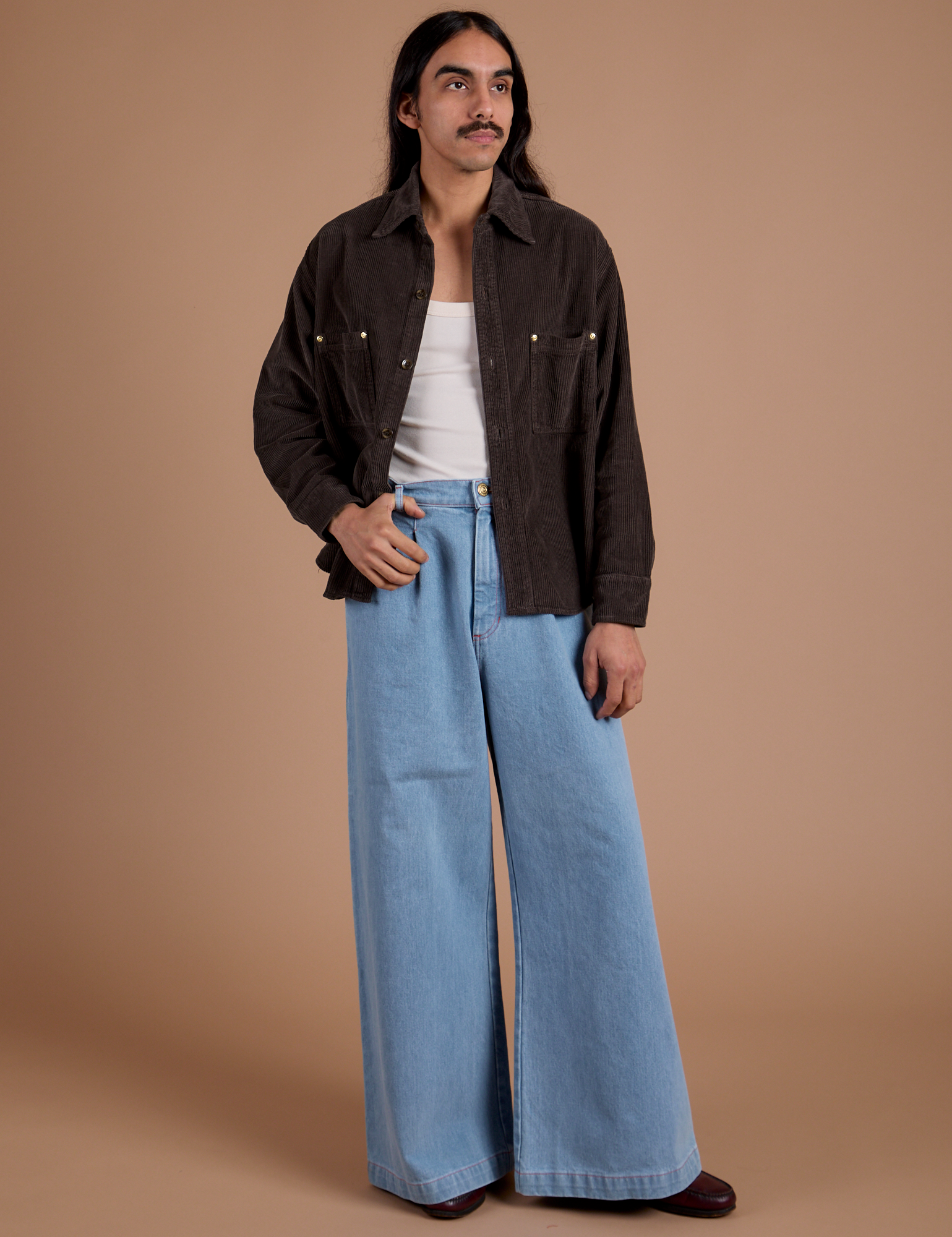 Cropped Corduroy Overshirt - Espresso Brown