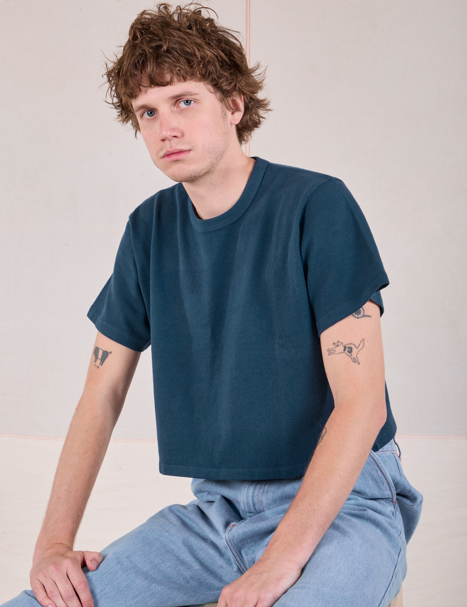 Cropped Burly Tee in Lagoon on Quinn