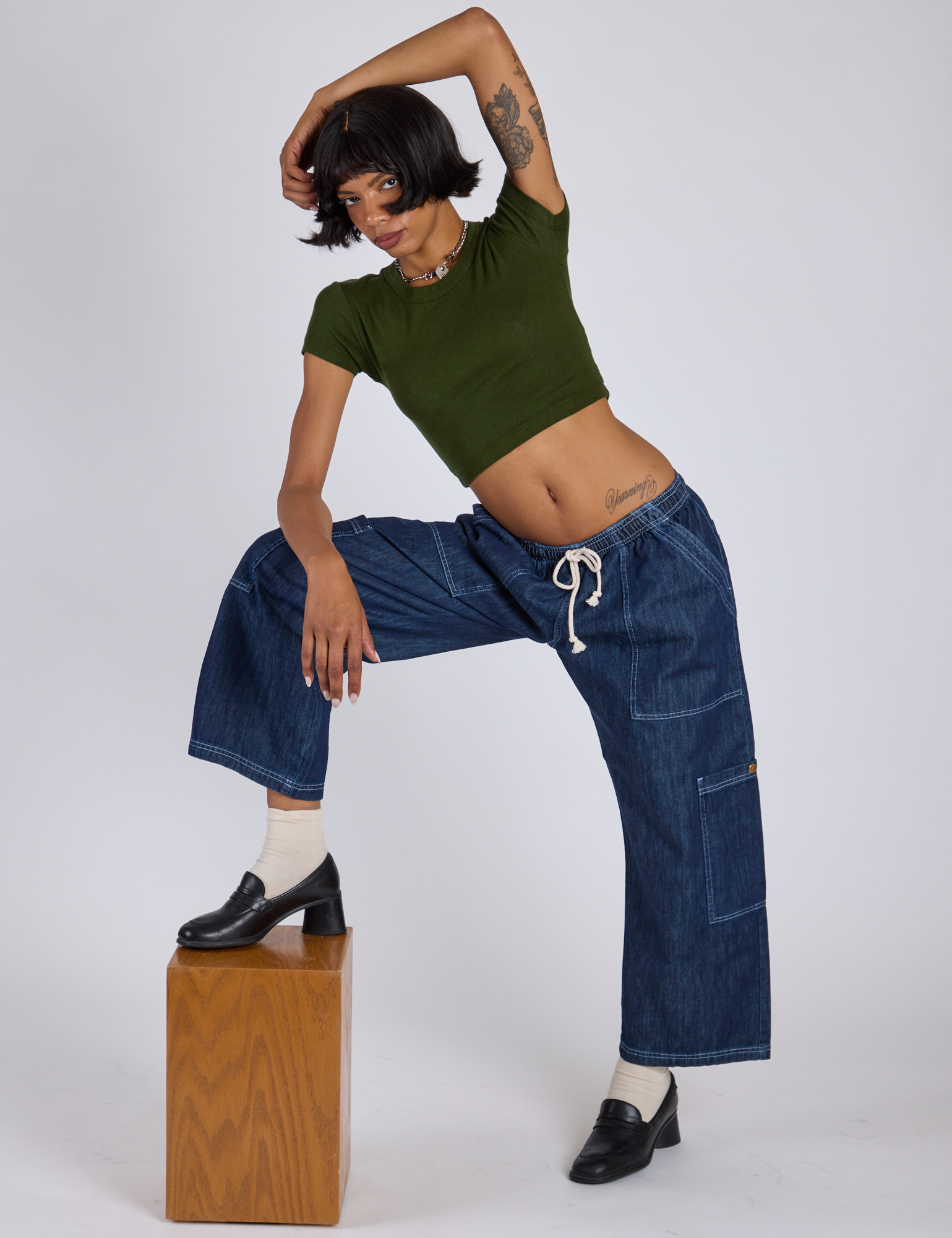 Cropped Baby Tee - Evergreen