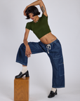 Cropped Baby Tee - Evergreen