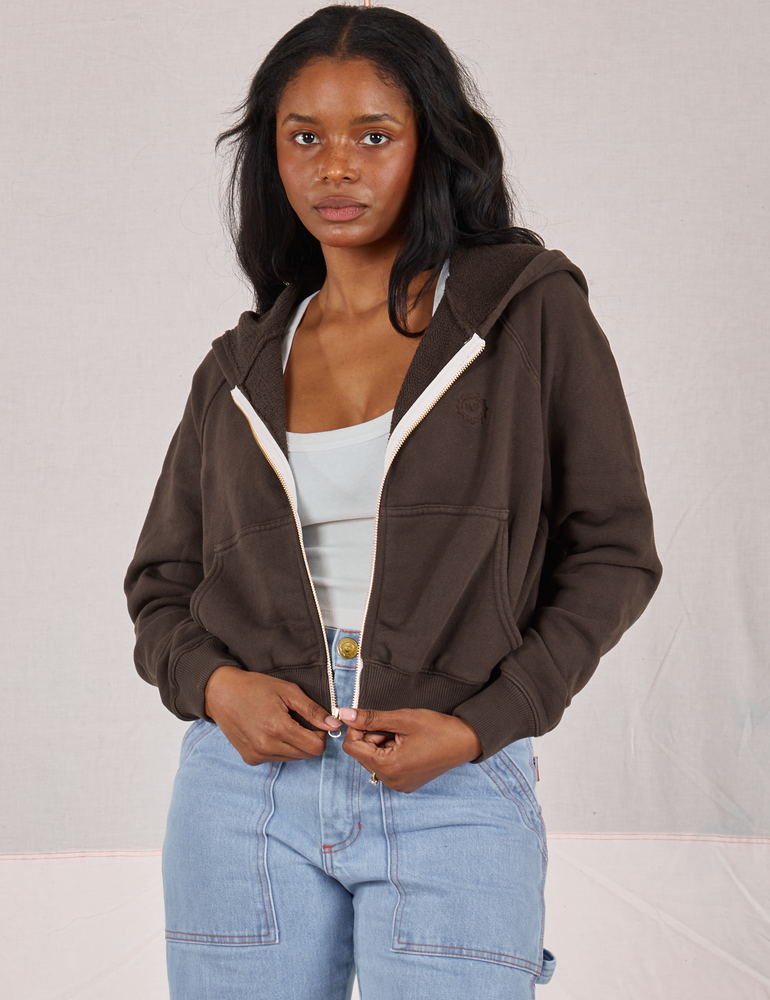 Cropped Zip Hoodie - Espresso Brown *FINAL SALE* – BIG BUD PRESS Cropped Zip Hoodie - Espresso Brown *FINAL SALE* – BIG BUD PRESS