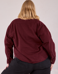 Cropped Overshirt in Red Wine back view on Juliet