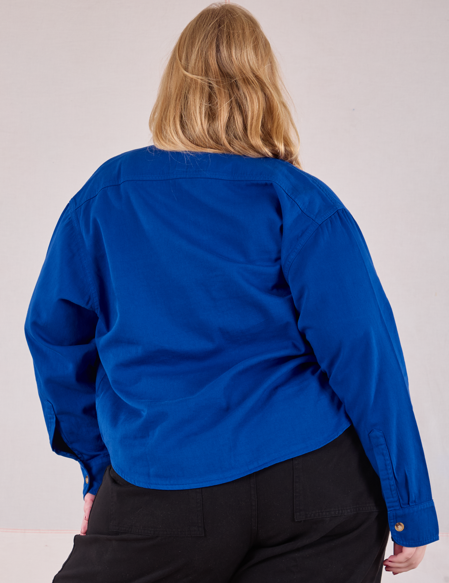 Cropped Overshirt in Royal Blue back view on Juliet