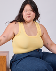 Cropped Tank Top in Butter Yellow on Ashley