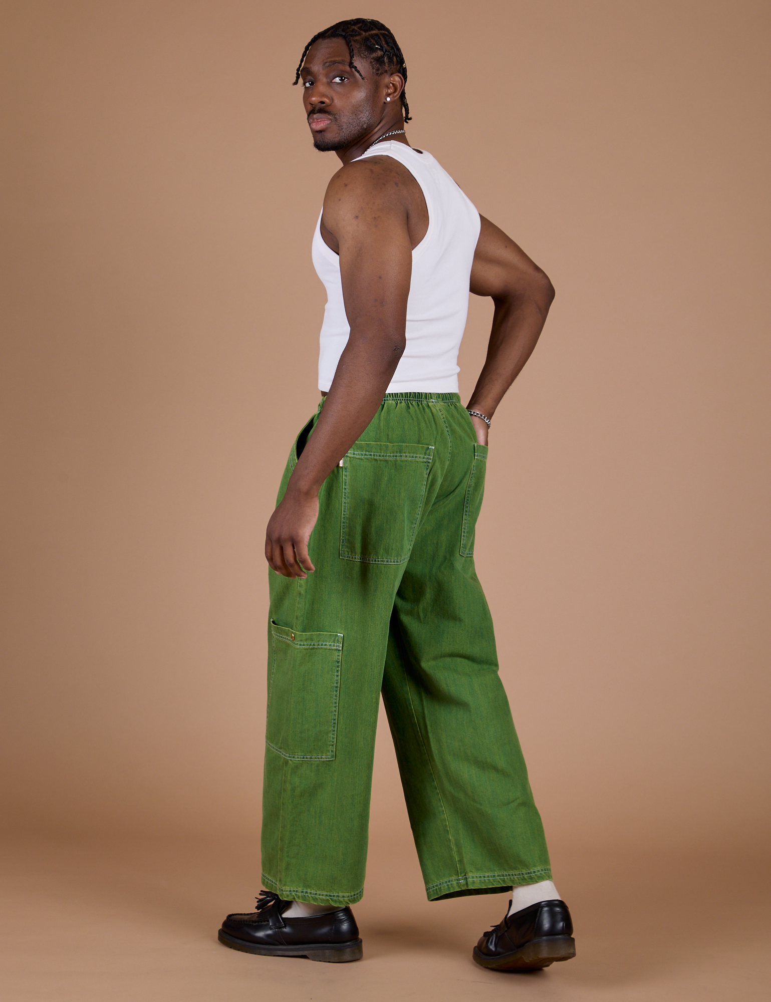 TRY-A-STYLE - Denim Drop Pocket Pants -Green Overdye *FINAL SALE*