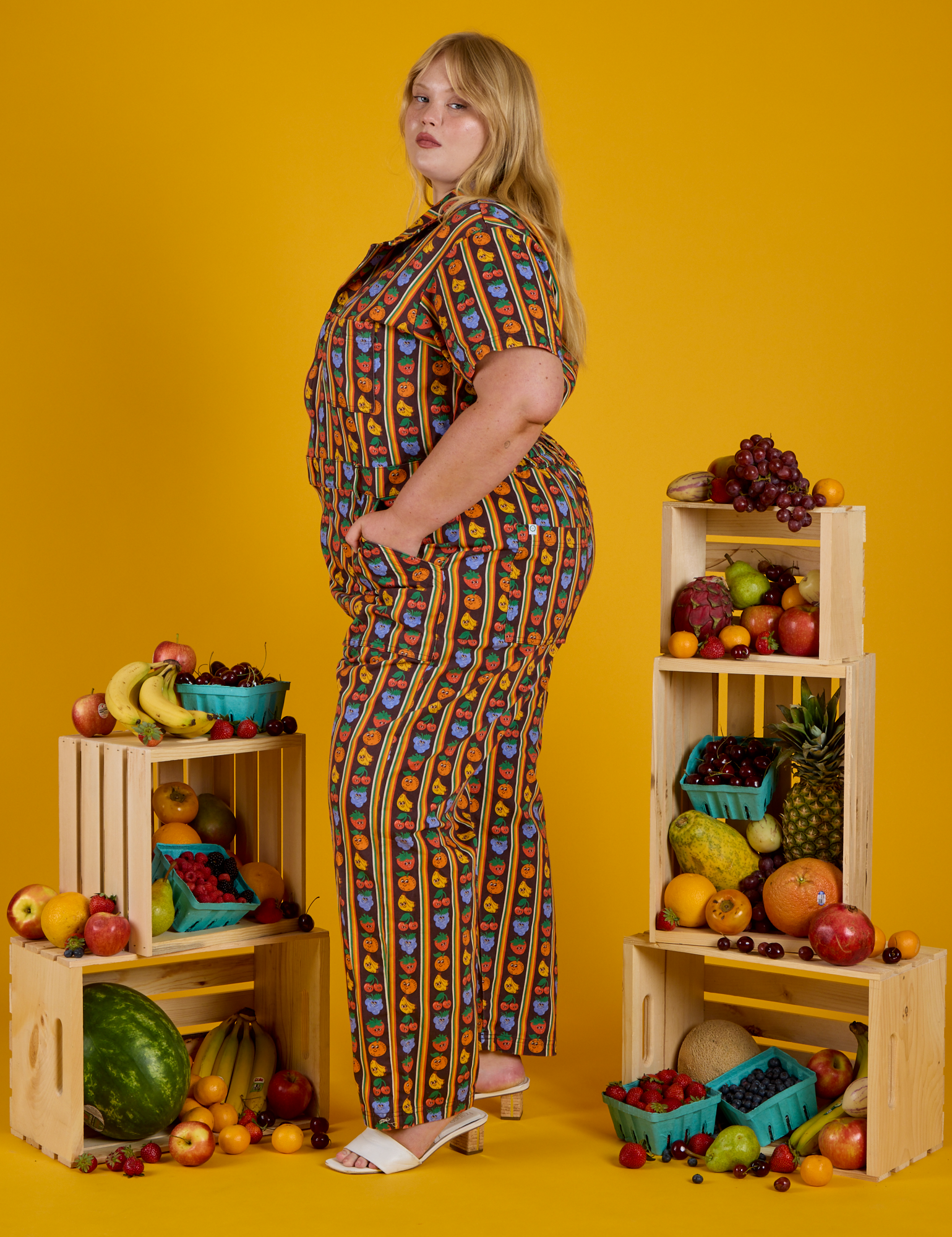 Short Sleeve Jumpsuit - Fruit Fantasy