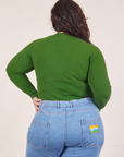 Back view of Honeycomb Thermal in Lawn Green worn by Ashley