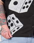 Bottom close up of Icon Pantry Button-Up in Dice on Sam