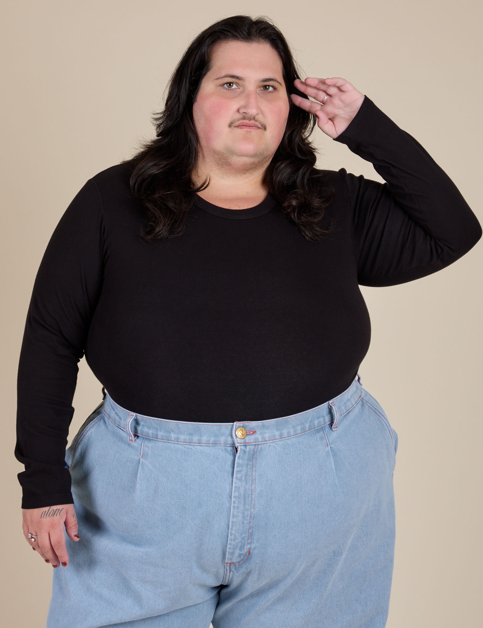 Long Sleeve Baby Tee - Basic Black