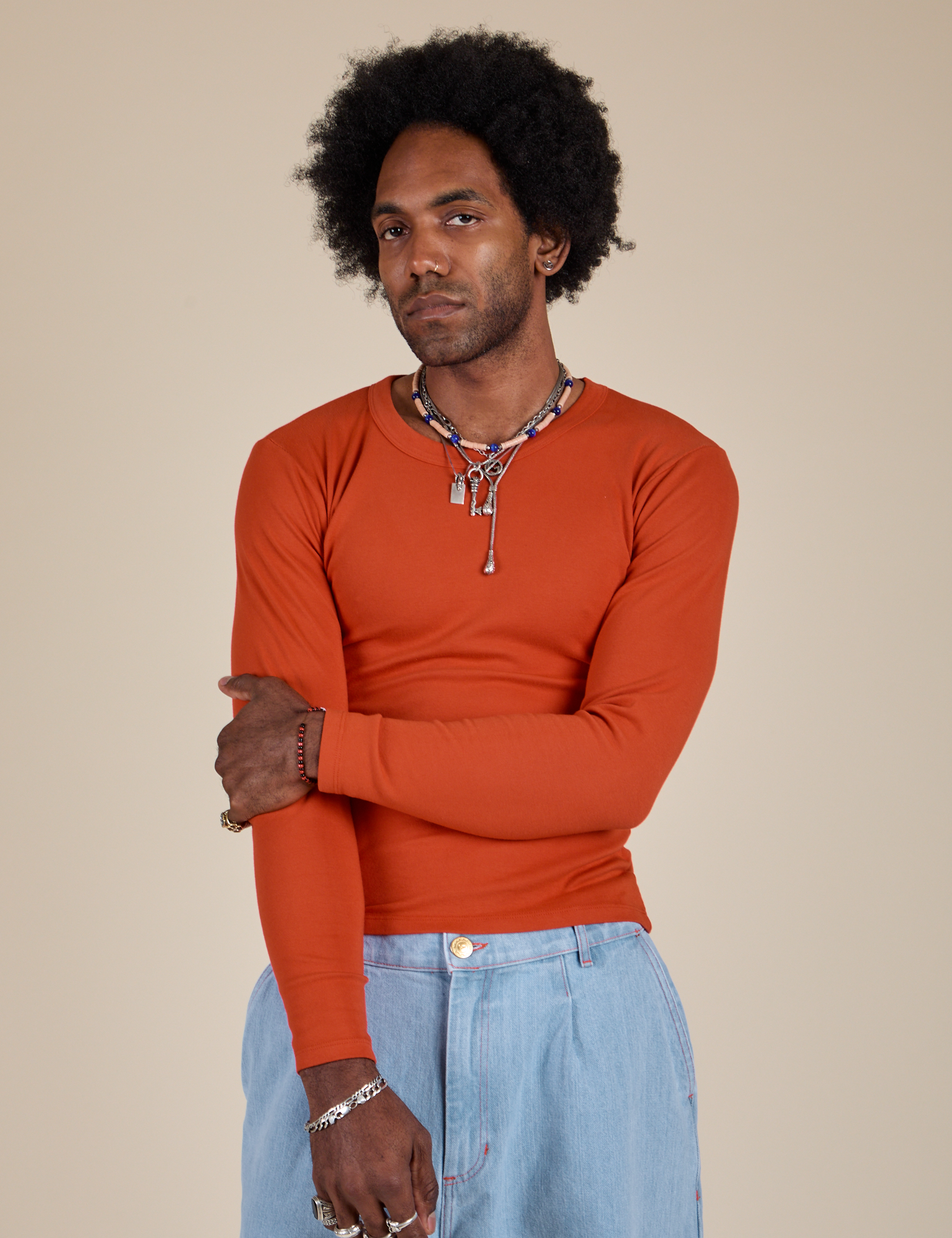 Long Sleeve Baby Tee - Chili Red