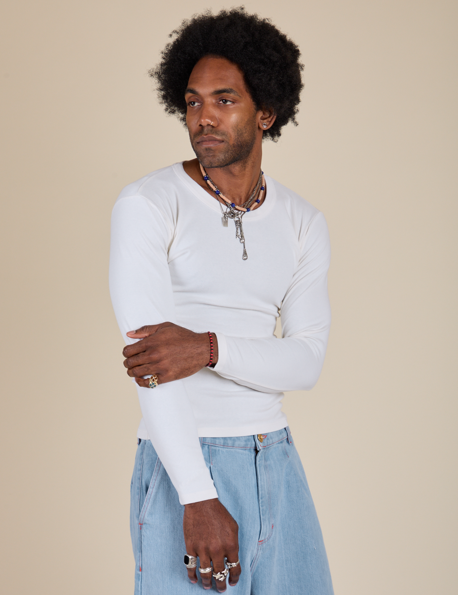 Long Sleeve Baby Tee - Vintage Tee Off-White