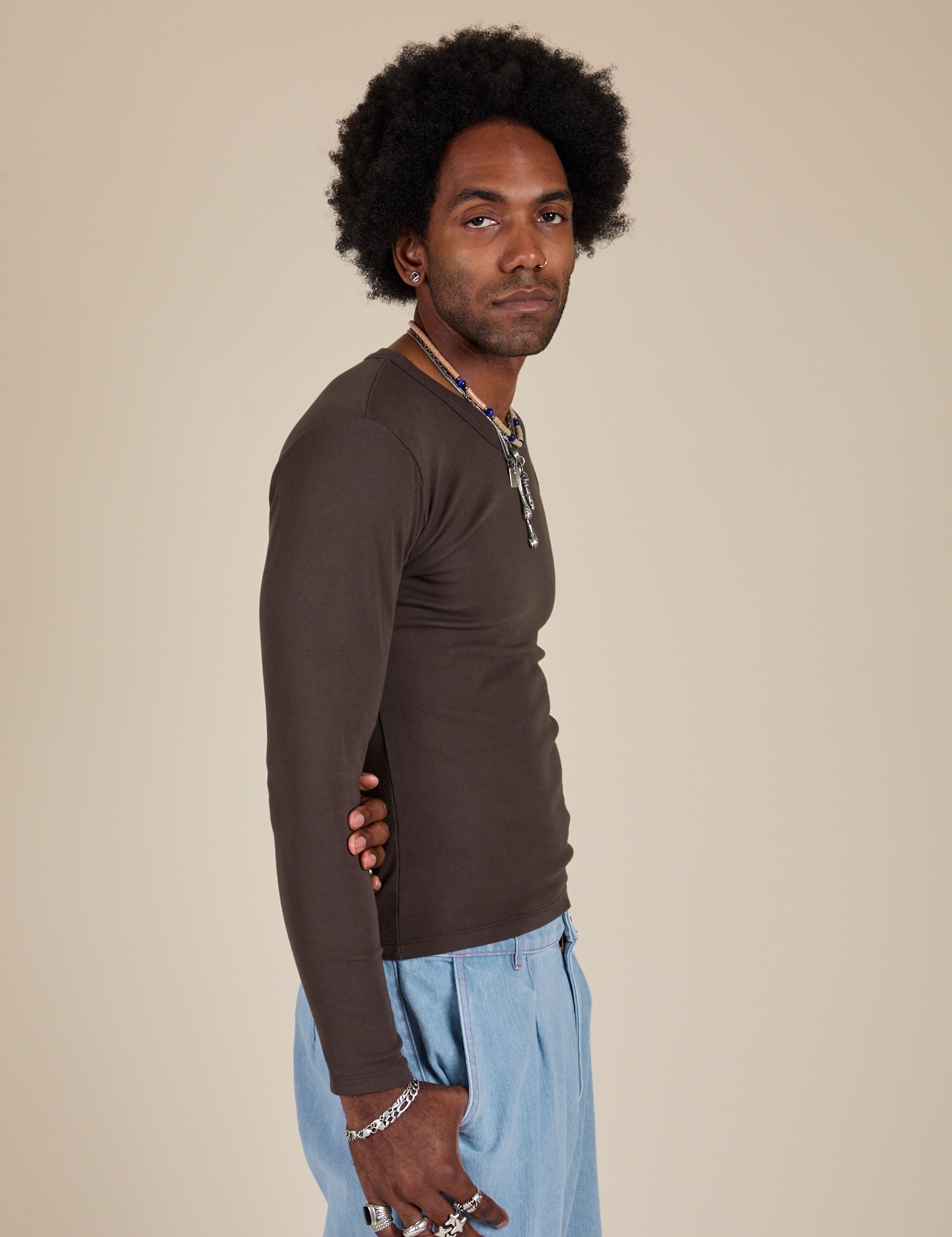 Long Sleeve Baby Tee - Espresso Brown