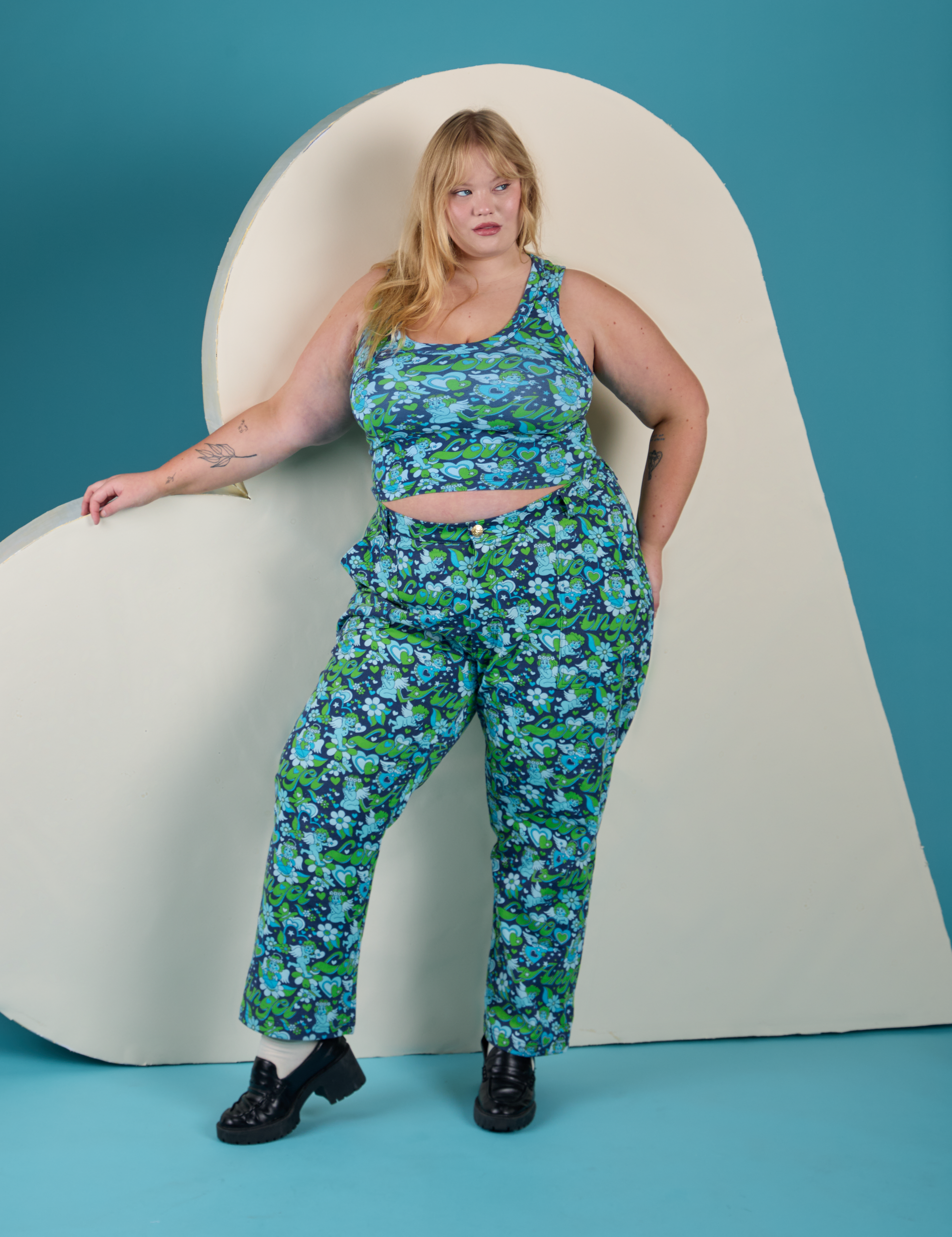 Cropped Tank Top - Angel Print