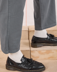 Mid-Rise Work Pants in Slate Grey pant leg close up on Elijah