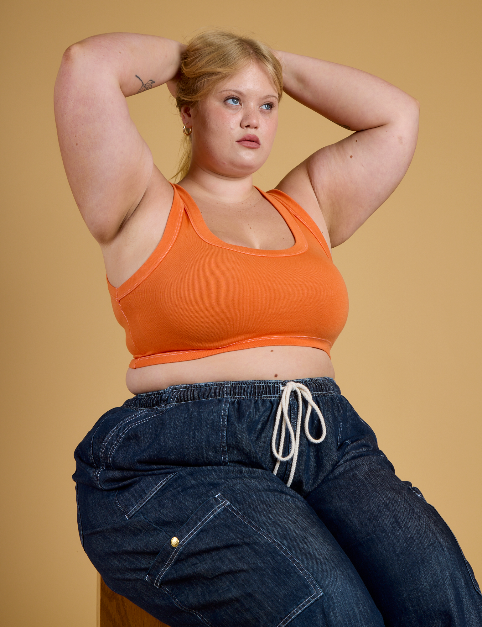 Contrast Stitch Mini Tank - Construction Orange
