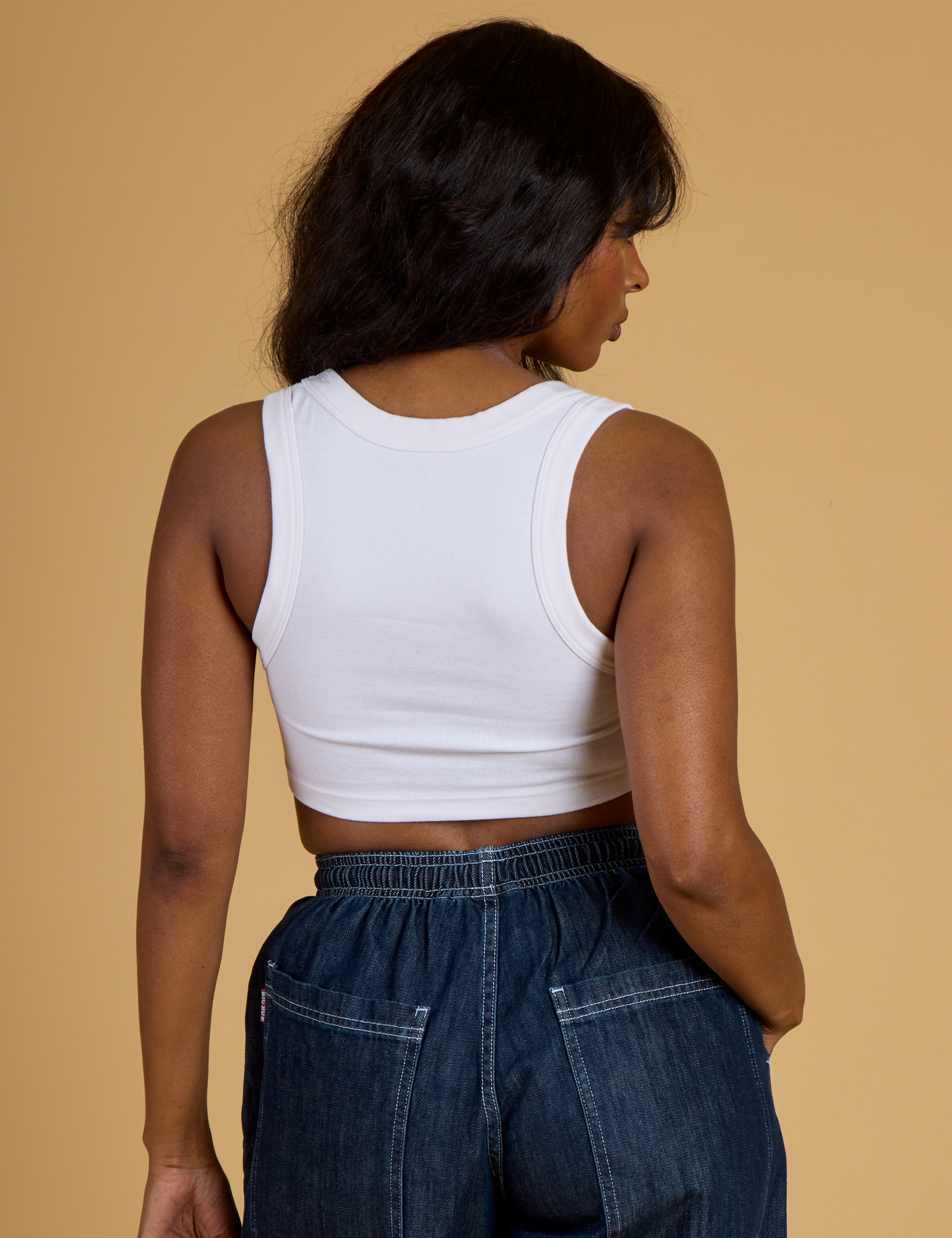 Contrast Stitch Mini Tank - Vintage Tee White