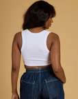 Contrast Stitch Mini Tank - Vintage Tee White