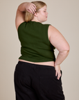 Muscle Tee in Evergreen back view on Juliet