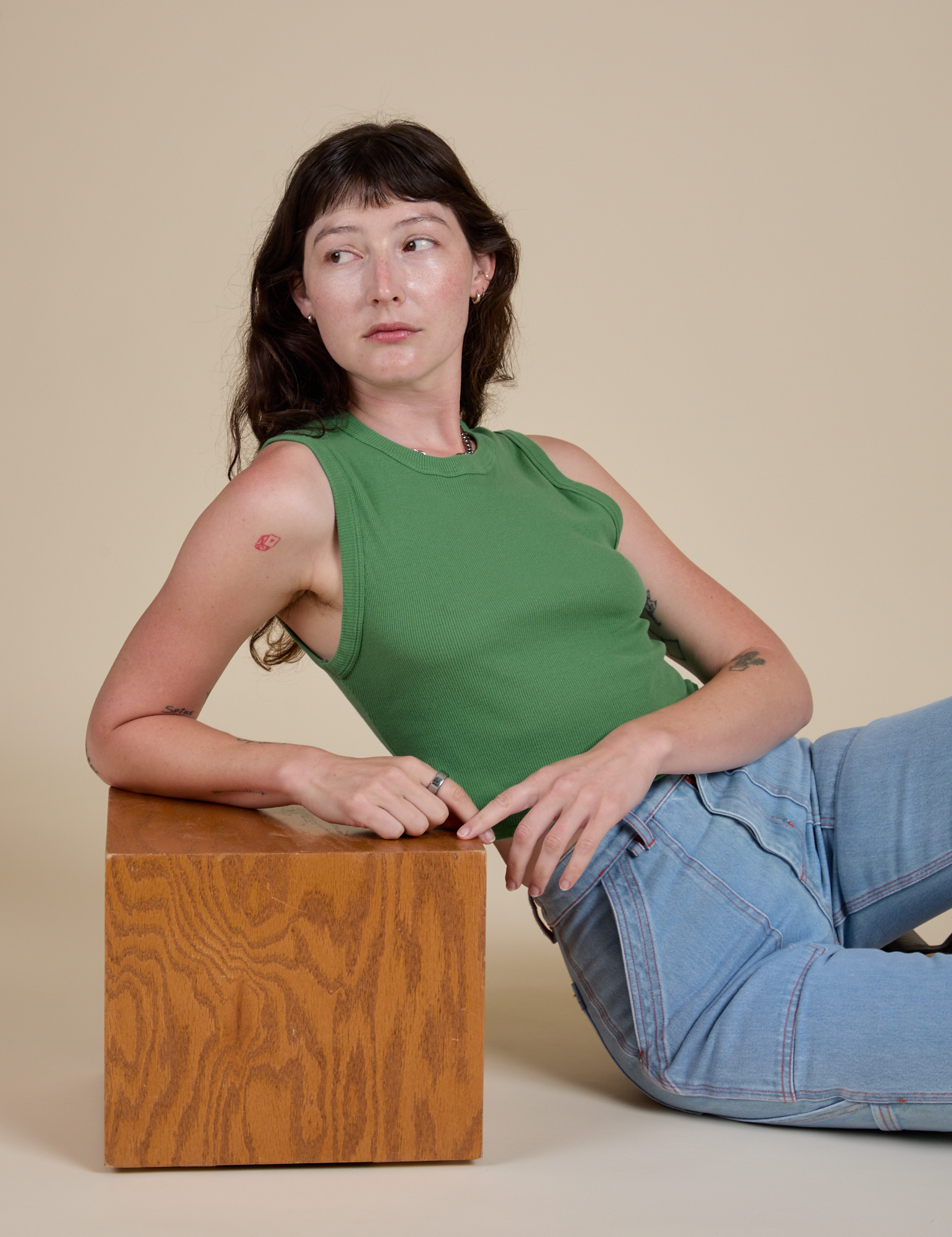 Muscle Tee in Seafoam Green worn by Alex