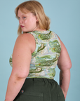 Cropped Tank Top in Ocean and Sky angled back view on Juliet