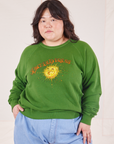 Ashely is 5'7" and wearing XL Bill Ogden's Sun Baby Crew in Lawn Green