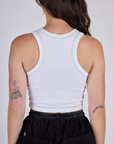 Back view of the Porthole Tank in Vintage Tee White