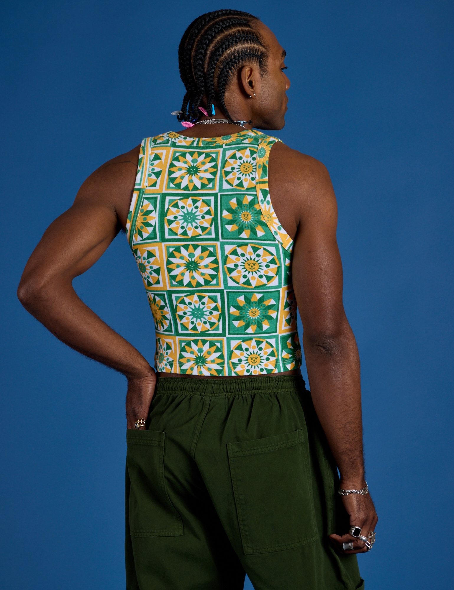 Cropped Tank Top - Spring Quilt Print