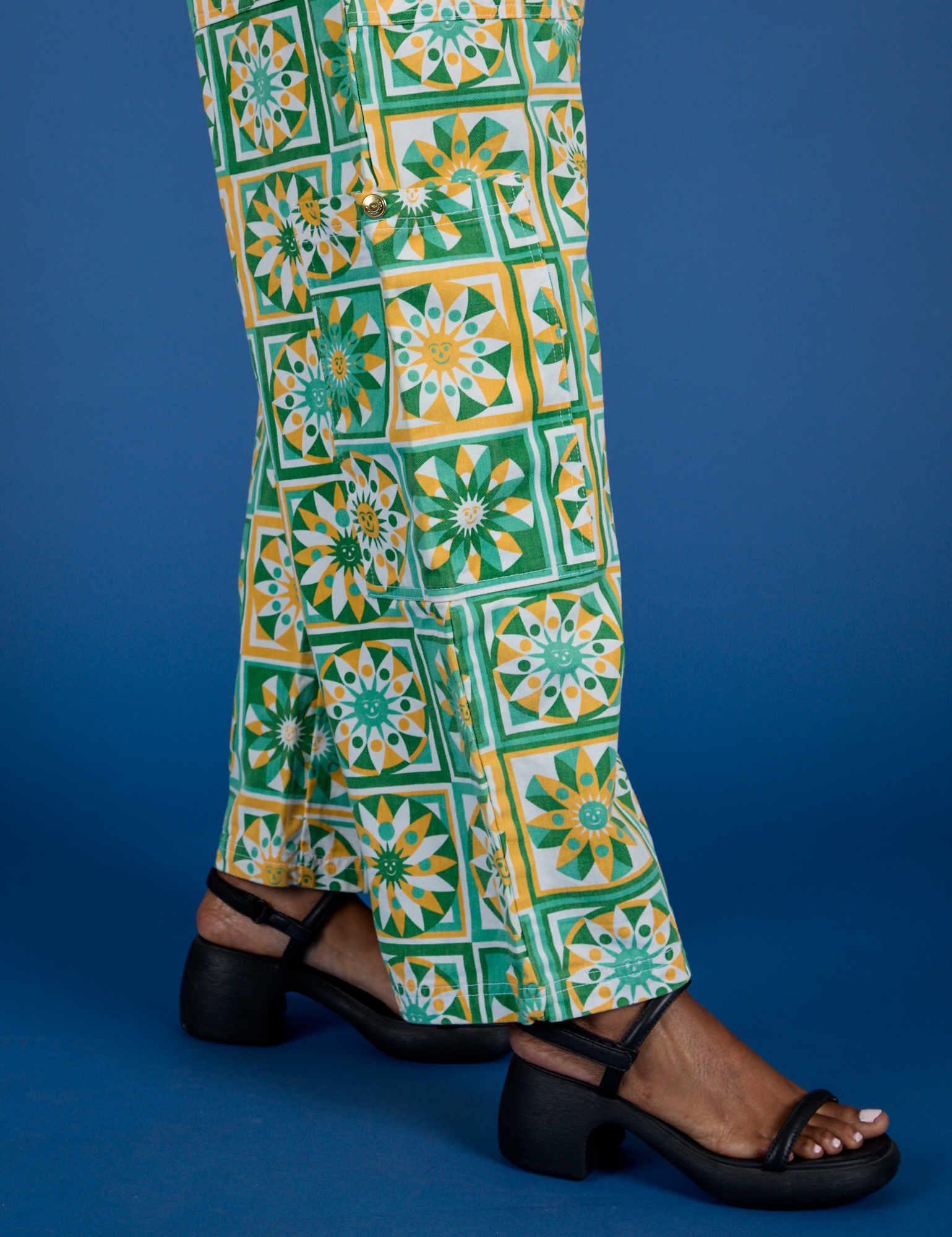 Drop Pocket Cargo Pants - Spring Quilt Print
