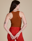 Racerback Tank in Burnt Terracotta back view on Alex