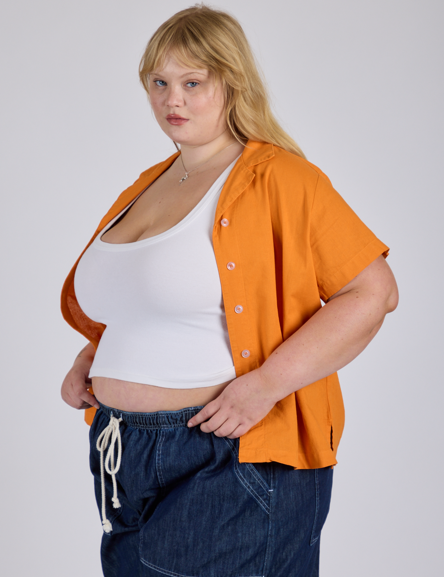 Pantry Button-Up - Creamsicle Orange