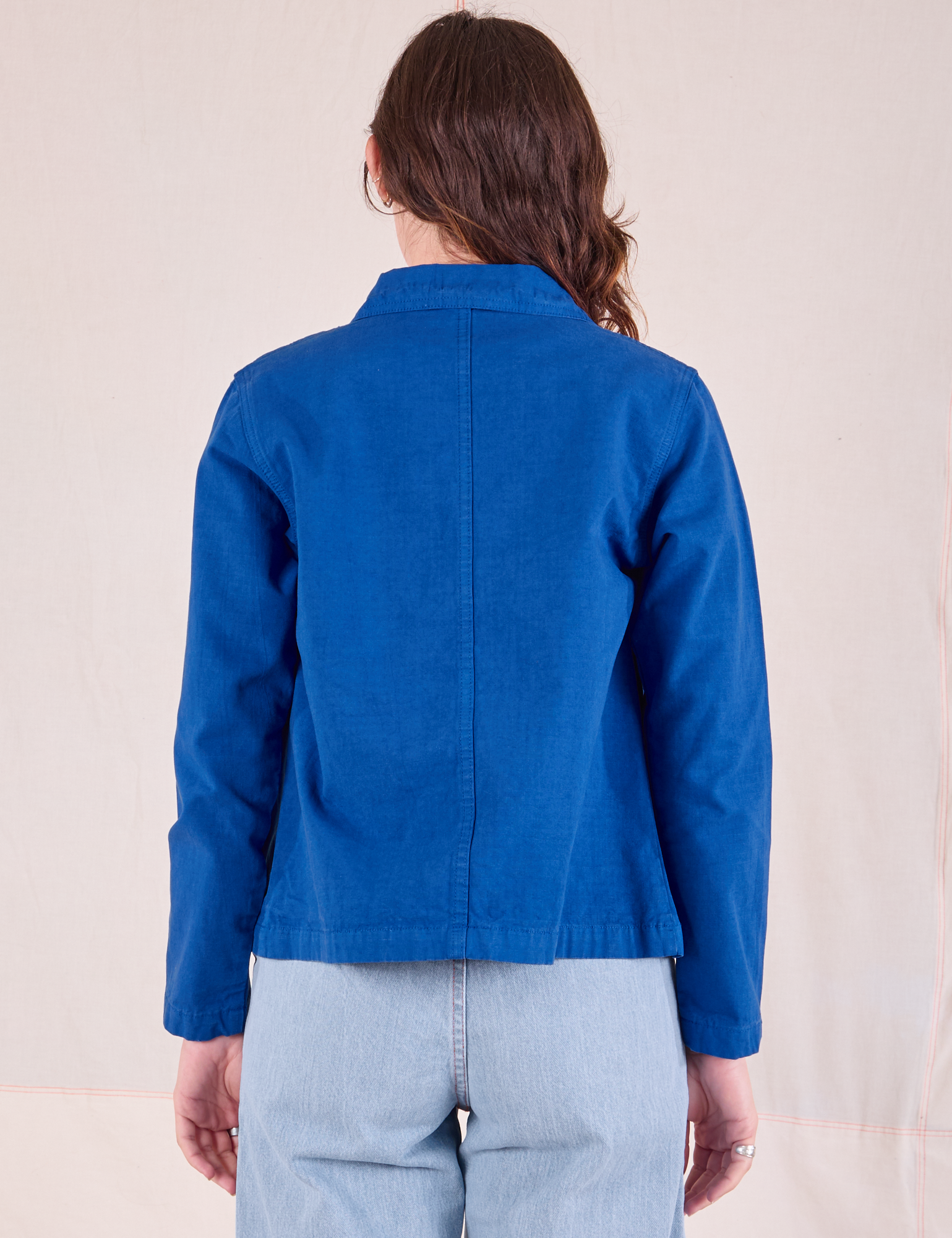 Ripstop Work Jacket in Royal Blue back view on Alex