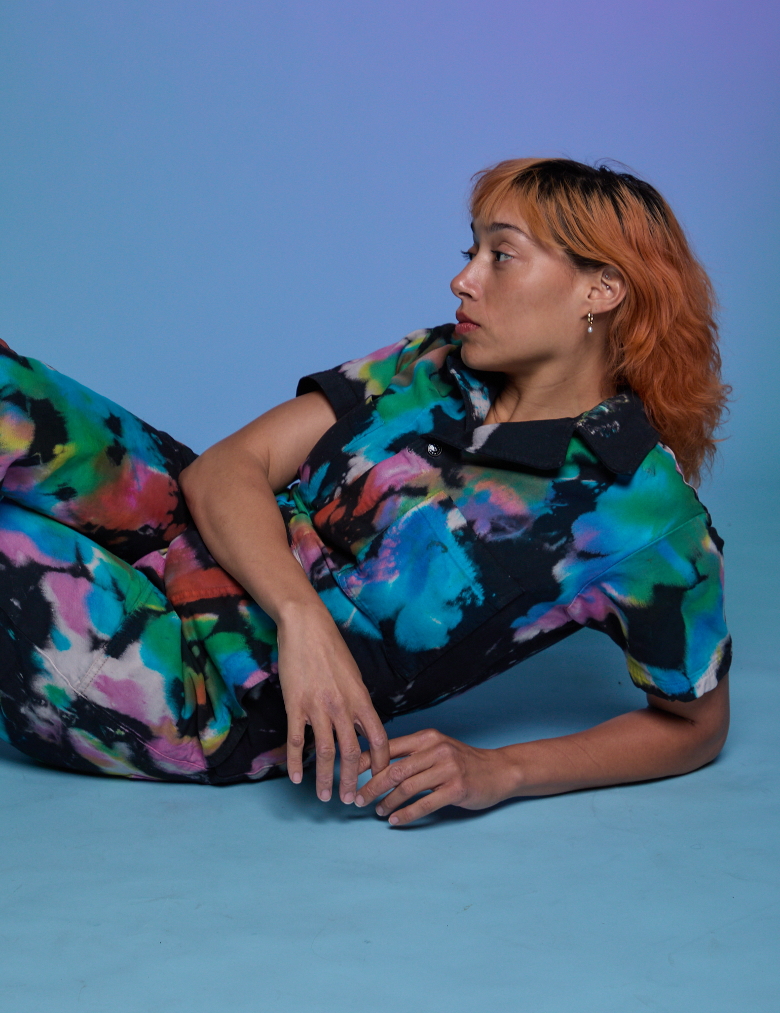Short Sleeve Jumpsuit in Rainbow Magic Waters on Tiara