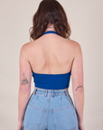 Halter Top in Royal Blue back view on Alex