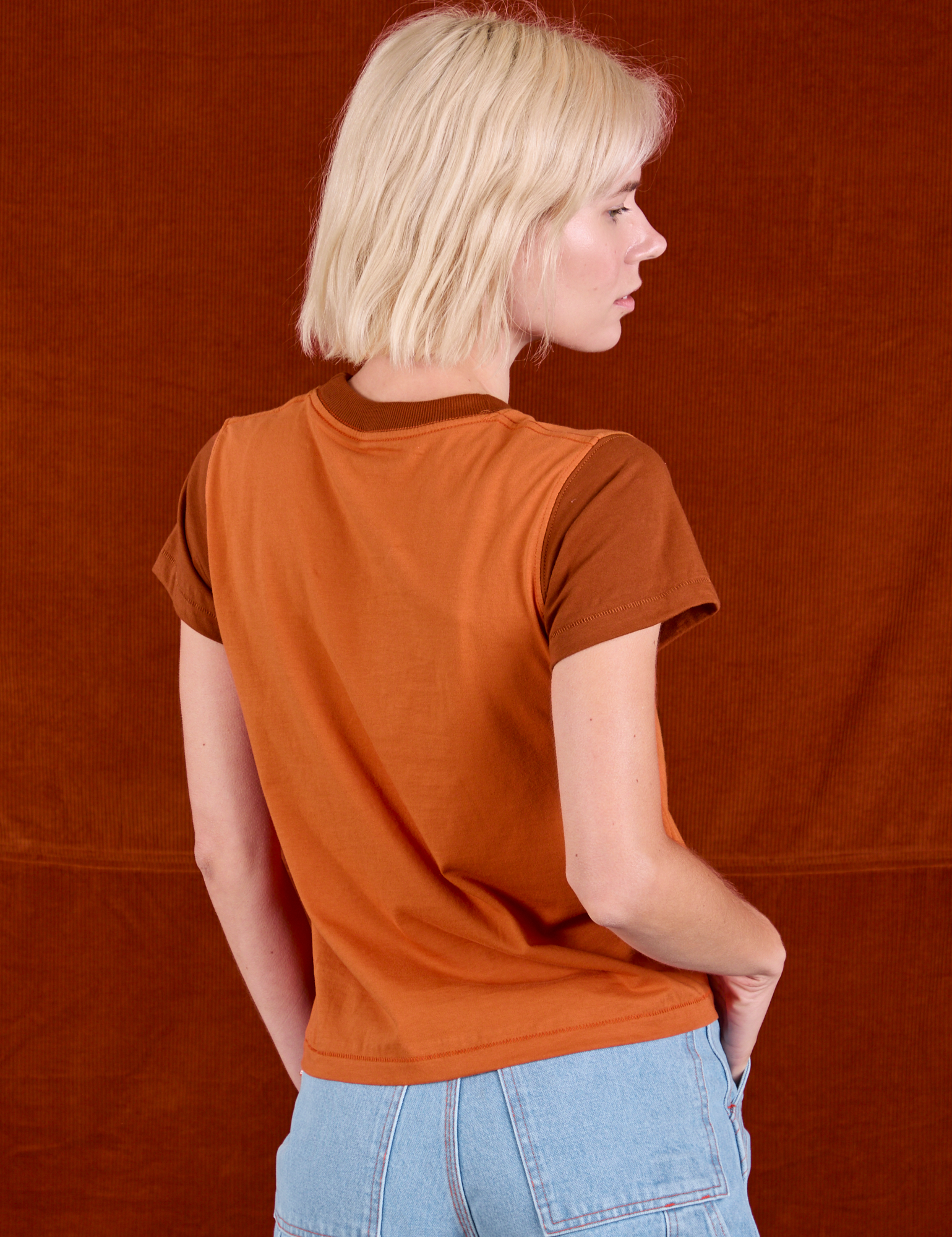 Vintage Tee in Orange Soda back view on Madeline