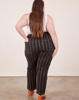 Back view of Black Striped Work Pants in Espresso on Marielena