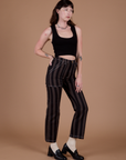 Black Stripe Work Pants - Espresso Brown
