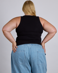 Back view of The Tank Top in Basic Black on Juliet