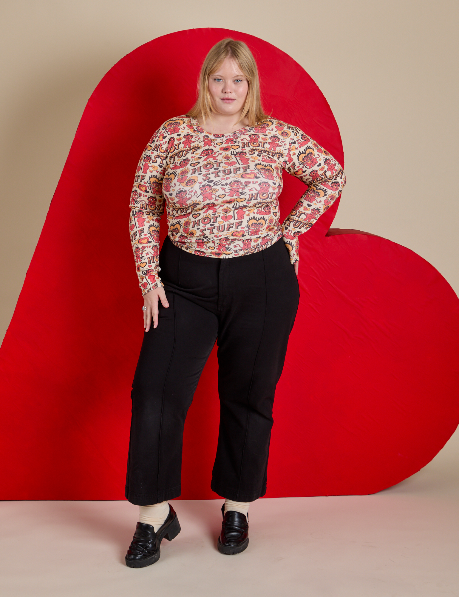 Long Sleeve Baby Tee - Hot Stuff Print