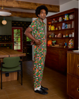 Side view of Short Sleeve Jumpsuit in Kitchen Collection on Jerrod