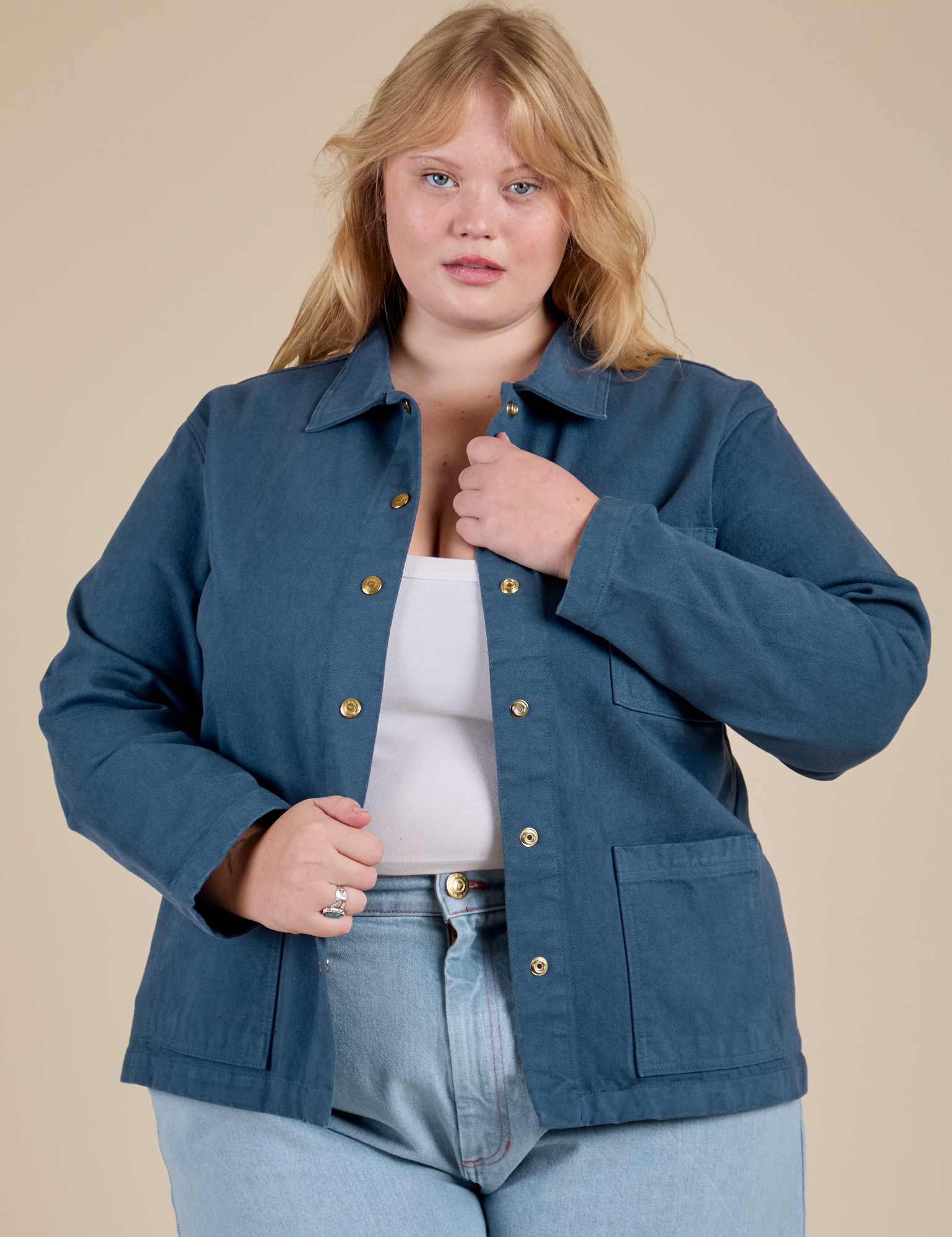 Denim Work Jacket in French Blue on Juliet