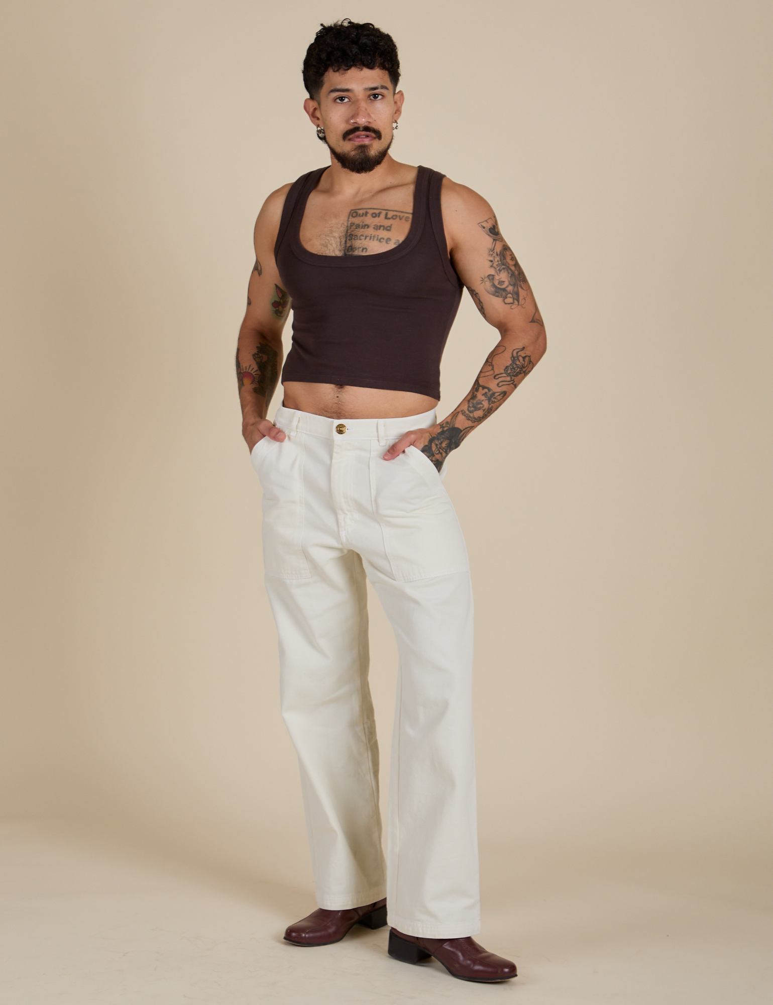 Work Pants - Vintage Tee White
