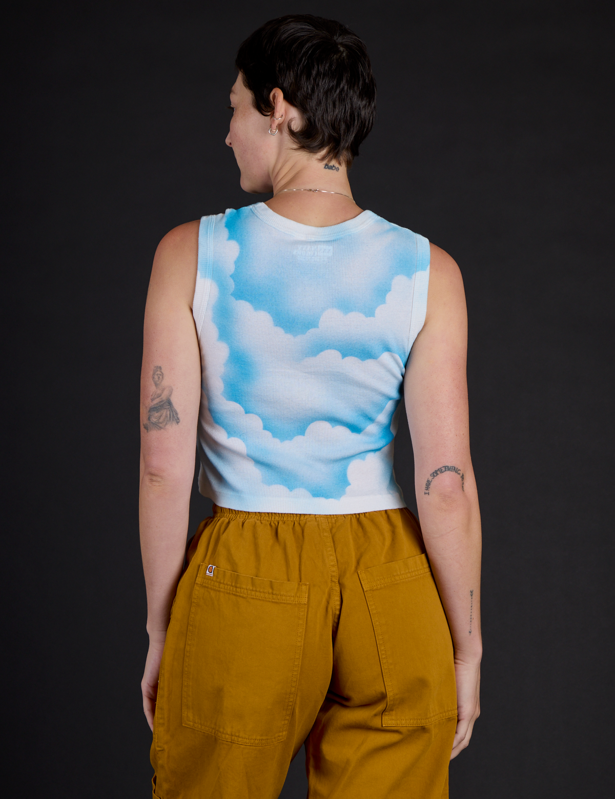 Back view of the Morning Moon Airbrush Muscle Tee