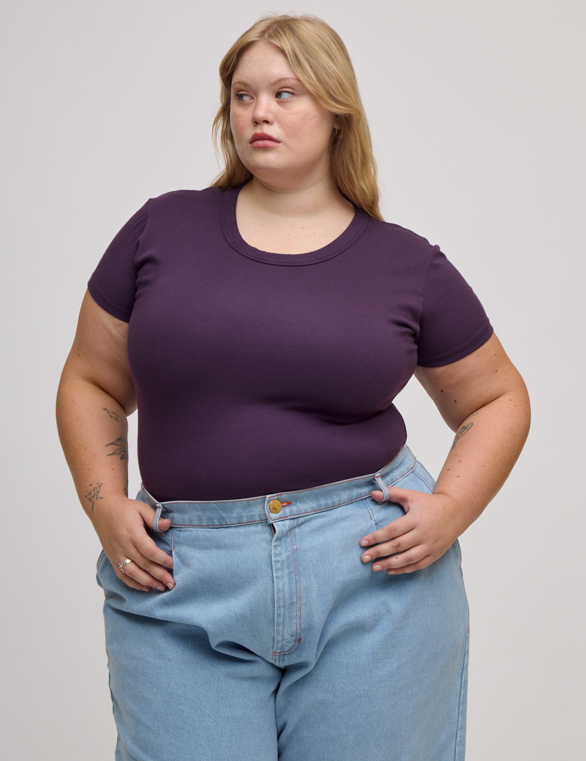 Baby Tee in Nebula Purple on Juliet