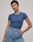 Baby Tee in French Blue worn by Alex