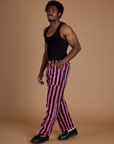 Black Stripe Work Pants - Bubblegum Pink