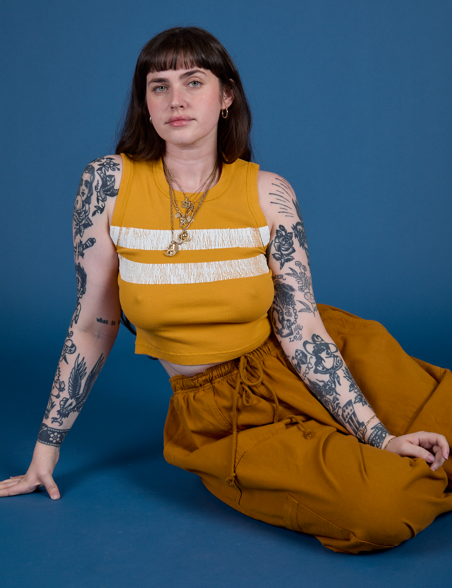 Painted Muscle Tee - Mustard Yellow