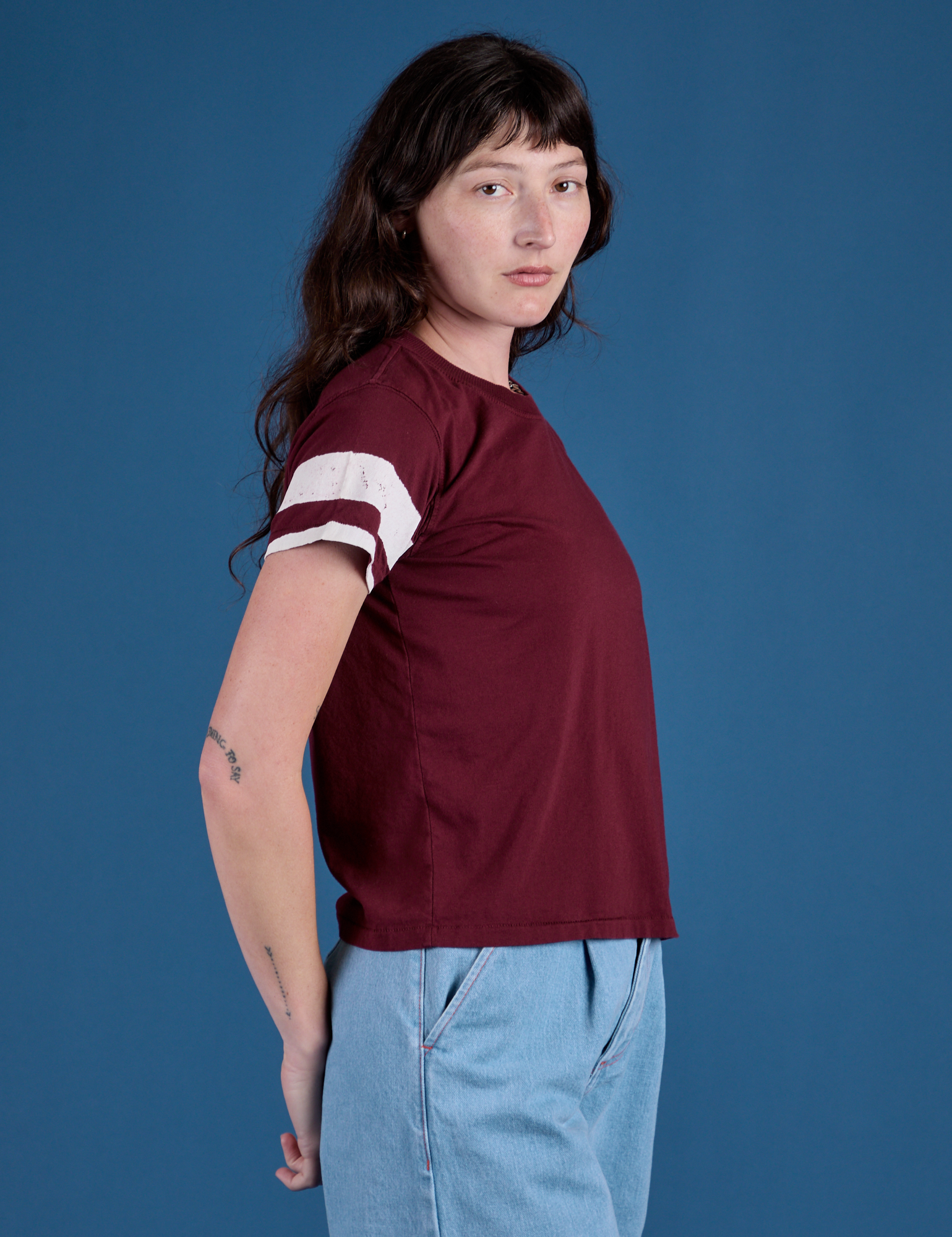 Painted Vintage Tee - Red Wine