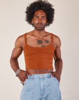 Jerrod is 6’3” and wearing S Cropped Cami in Burnt Terracotta