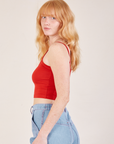 Cropped Cami in Mustang Red side view on Margaret