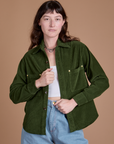 Cropped Corduroy Overshirt - Evergreen